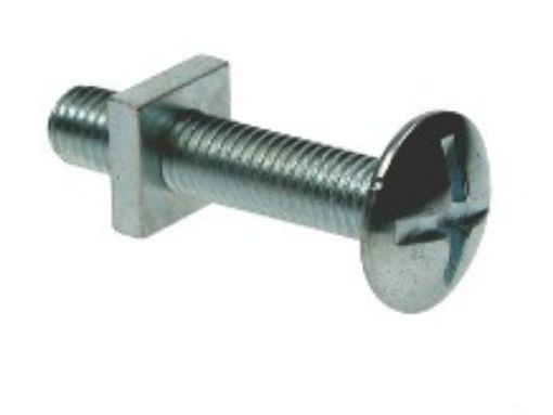 Picture of M6 X 20 Mushroom Head Roofing Bolt BZP