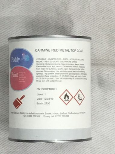 Picture of Poddy Paint Carmine Red Metal Top Coat Paint 1ltr 3002