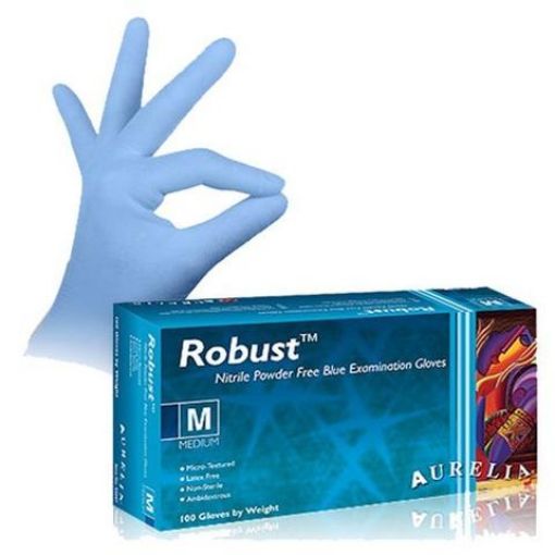 Picture of Robust Blue Powder Free Nitrile Gloves (M) Powder Free Nitrile 4.5mil Gloves