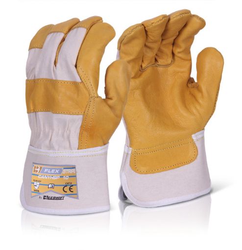 Picture of B Click Canadian Yellow Hide Rigger Gloves Size 10