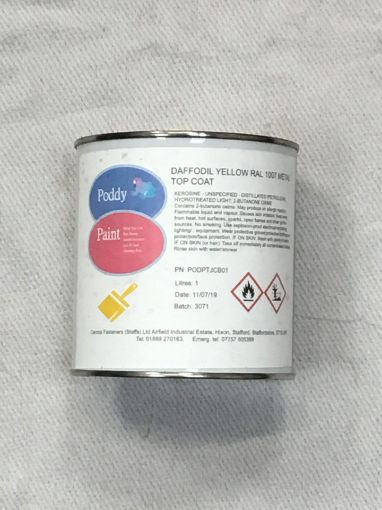 Picture of Poddy Paint RAL1007 Daffodil JCB Yellow Top Coat Paint 1ltr