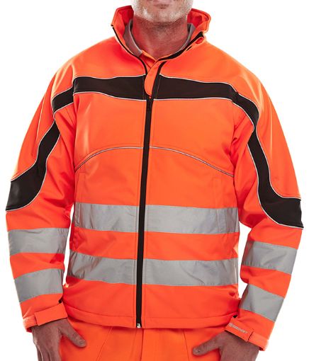 Picture of B Seen Eton Hi Vis Orange Soft Shell Jacket - 2XL