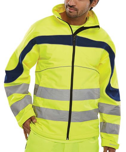 Picture of B Seen Eton Hi Vis Yellow Soft Shell Jacket - XL