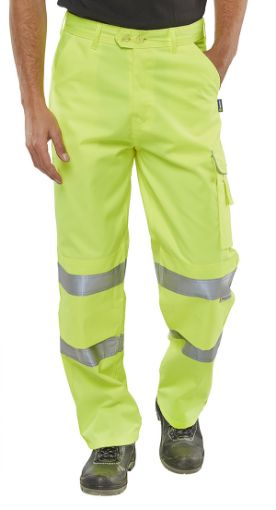 Picture of B Seen Hi Vis Yellow Combat Trousers - 38