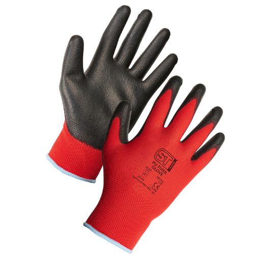 Picture of Supertouch Precision PU Gloves Black/Red Size 7 Small