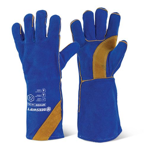 Picture of B Flex Blue & Gold Welders Gauntlet 16" CAT2